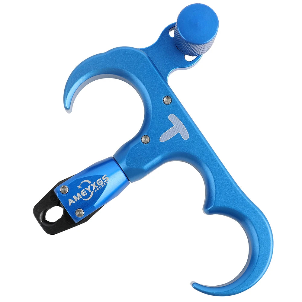 Archery Compound Bow Release 3 Finger 360° Rotatable Jaw Thumb Trigger Aluminum Alloy for LH RH Hunting Target Use