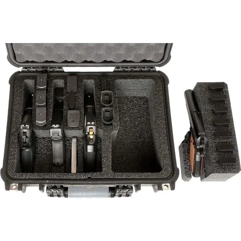 Popular.4 Pistol and 16 Magazine Pre-Cut Heavy Duty Waterproof Case with Included Silica Gel Canister to Help Prevent Gun Rust