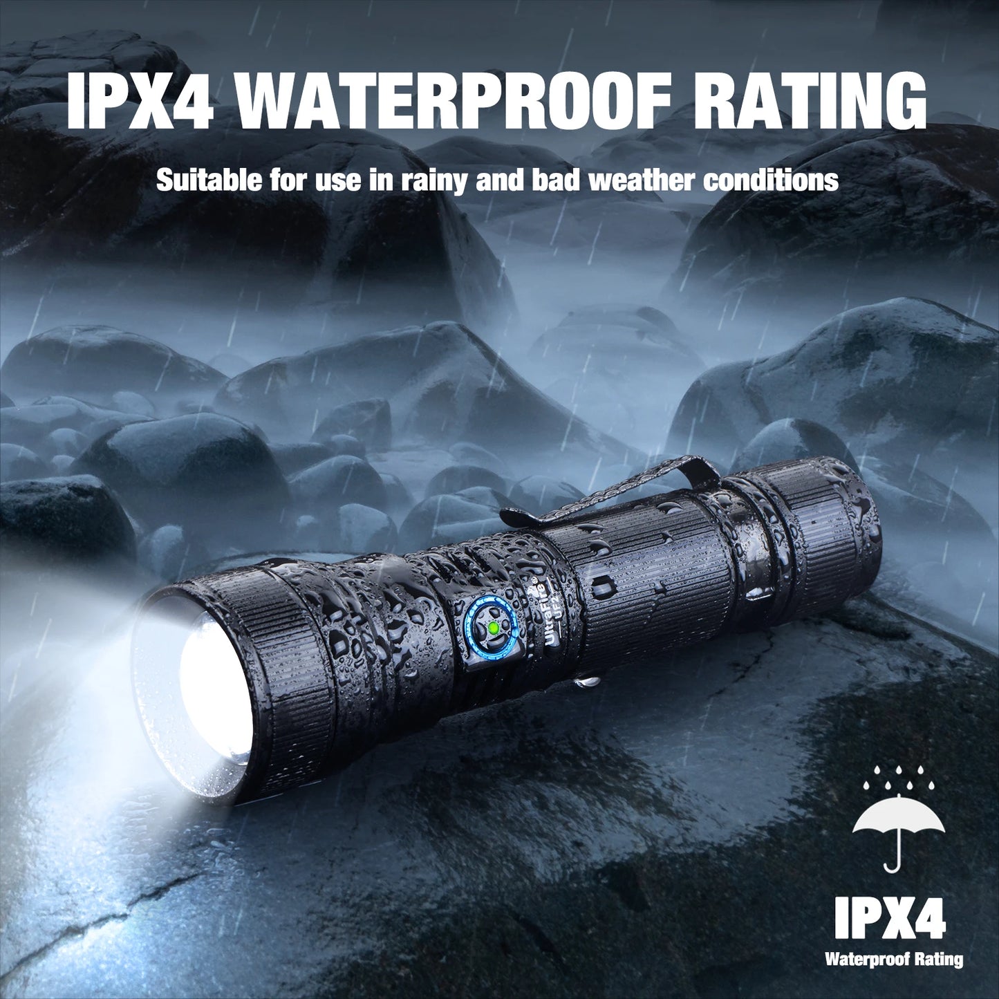 UF2 21700 LED Flashlight 1500 Lumens 550M Zoomable Outdoor Lamp USB C Rechargeable Torch with Magnetic Tail for Hiking