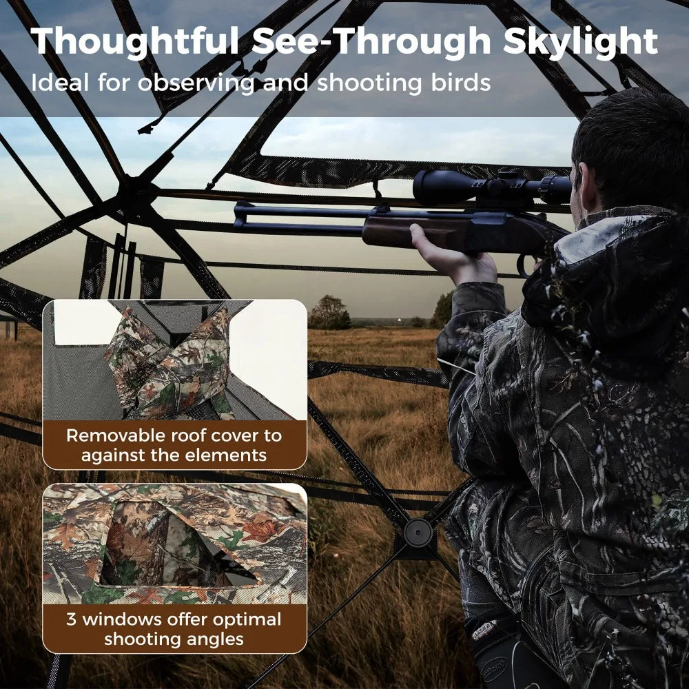 3 in 1 Multifunctional Hunting Blind w/ Skylight Roof Cover Carrying Bag