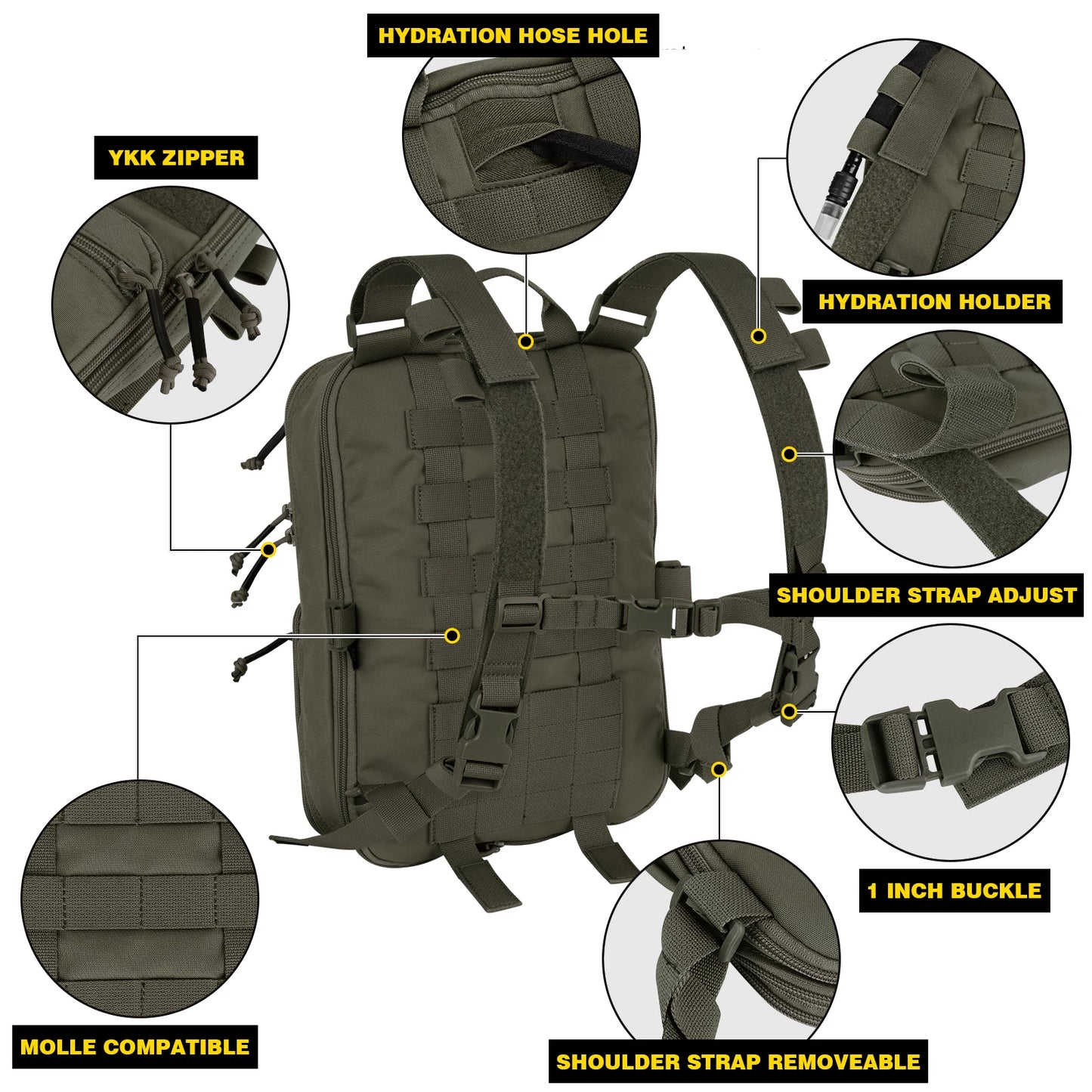 Tactical D3 Flatpack Backpack Upgraded Version 23L Expandable Assaulter Pack Hydration MOLLE / Strap Backpack