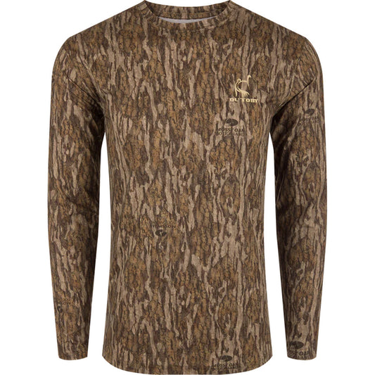Drake Ol' Tom Performance Crew Camo Print LS MO Bottomland Large