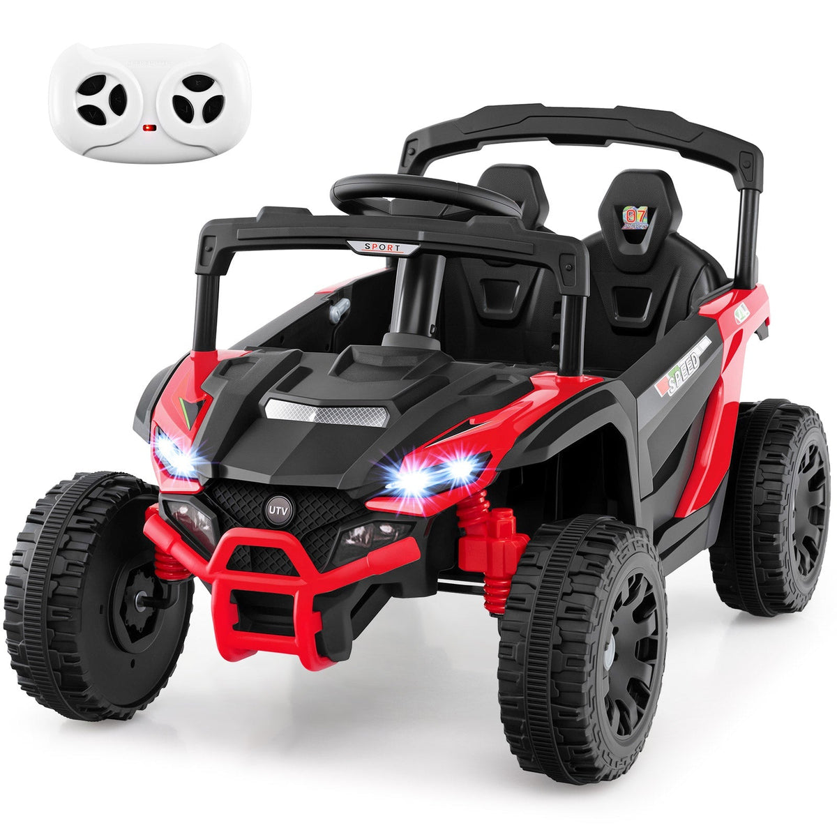 12V Kids Ride On Car UTV Electric Vehicle with LED Lights Music and Horn
