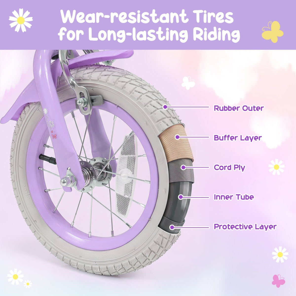 12-Inch Girls Bike with Training Wheels for Ages 3-4