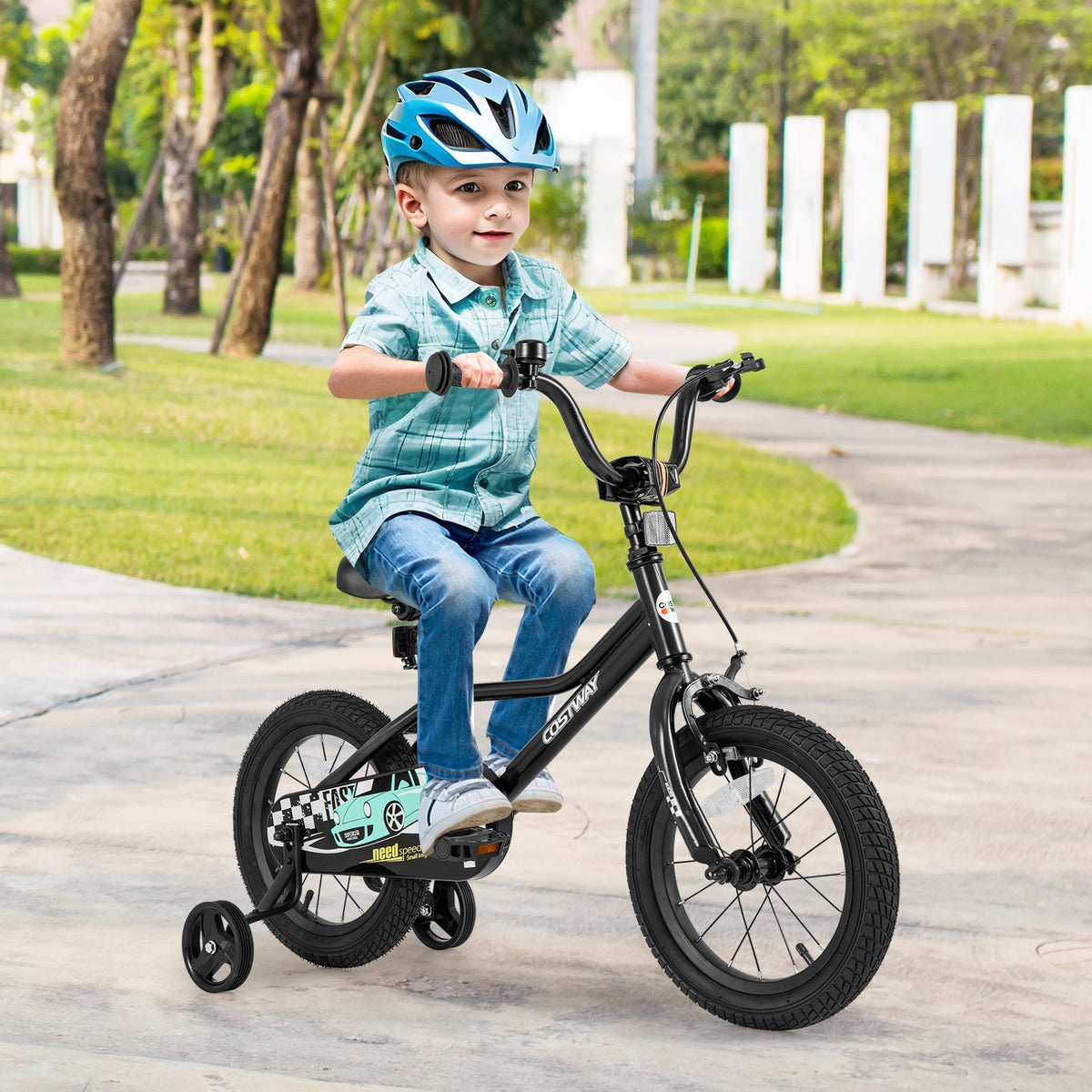 14 Inch Kids Bike Adjustable for 3-5 Years Old with Low-Step Frame