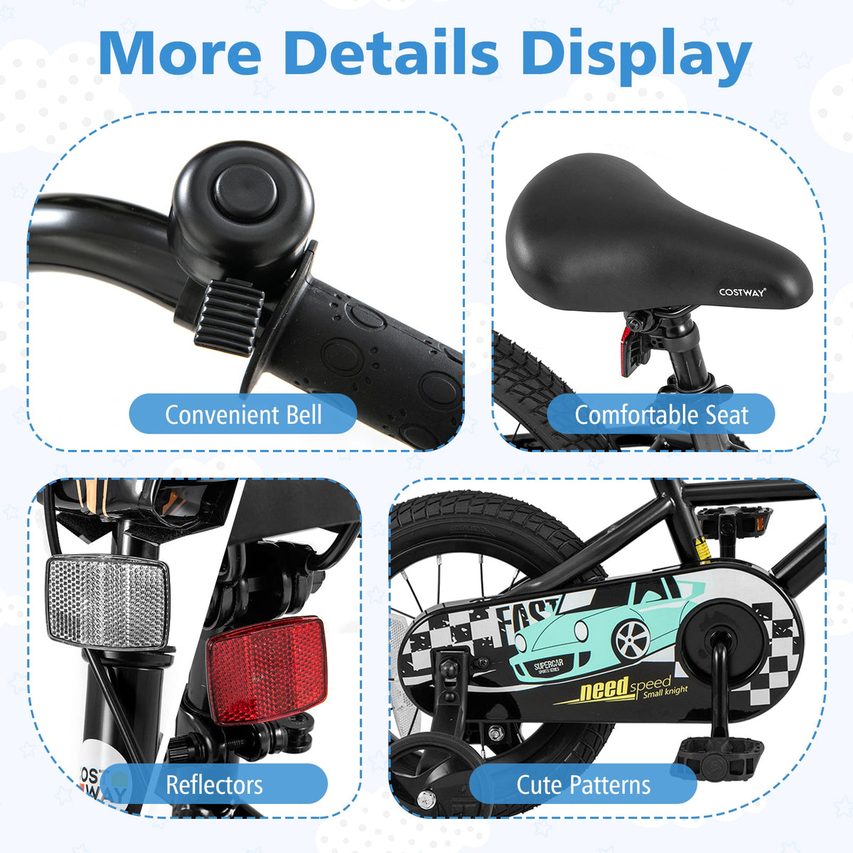 14 Inch Kids Bike Adjustable for 3-5 Years Old with Low-Step Frame