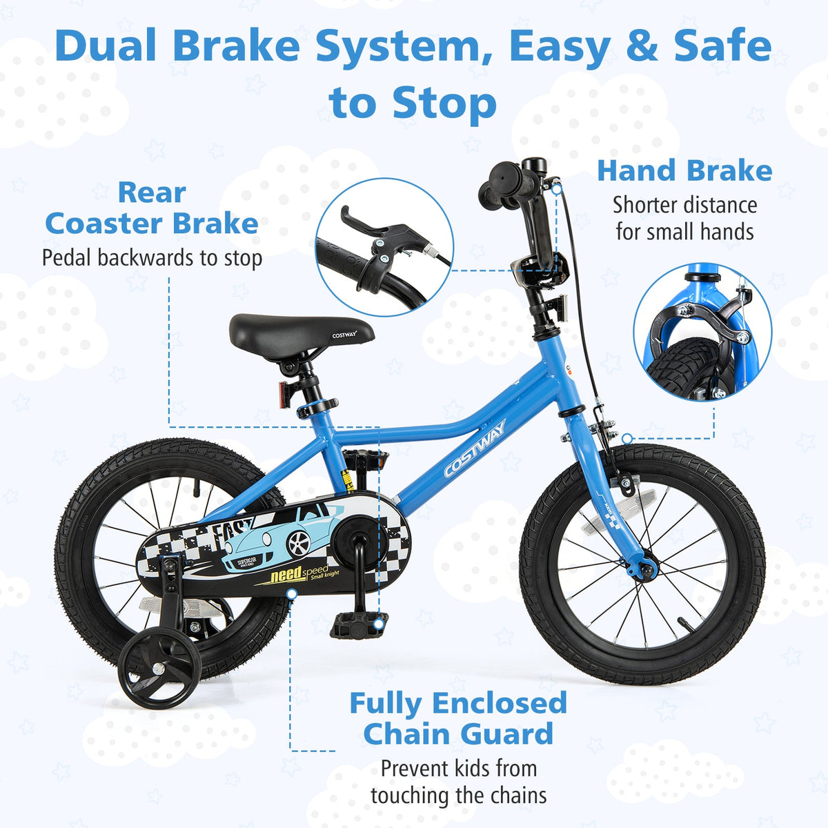 14 Inch Kids Bike with Removable Training Wheels for Aged 3-5 Years Old