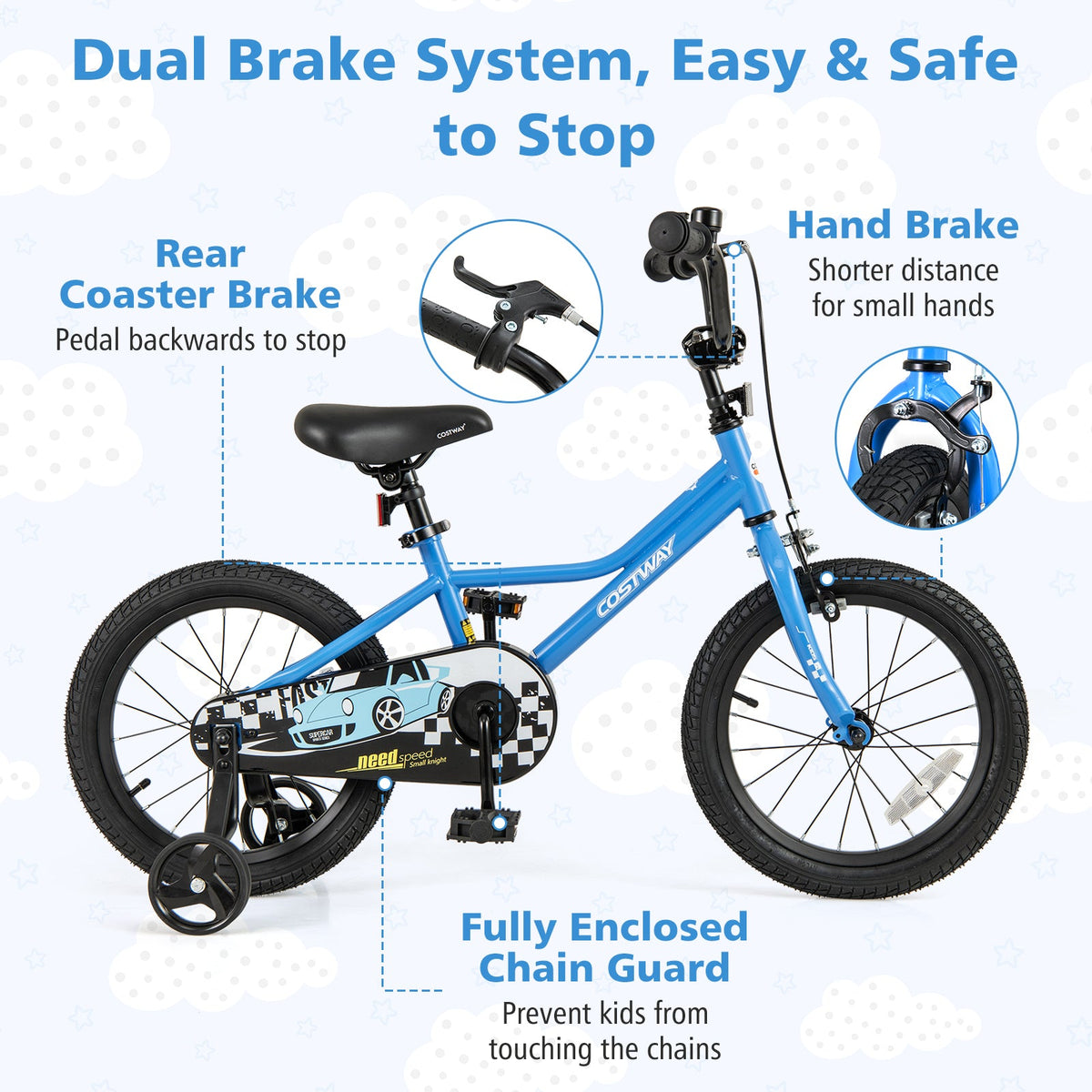 16 Inch Kids Bike with Removable Training Wheels for Aged 4-7 Years Old