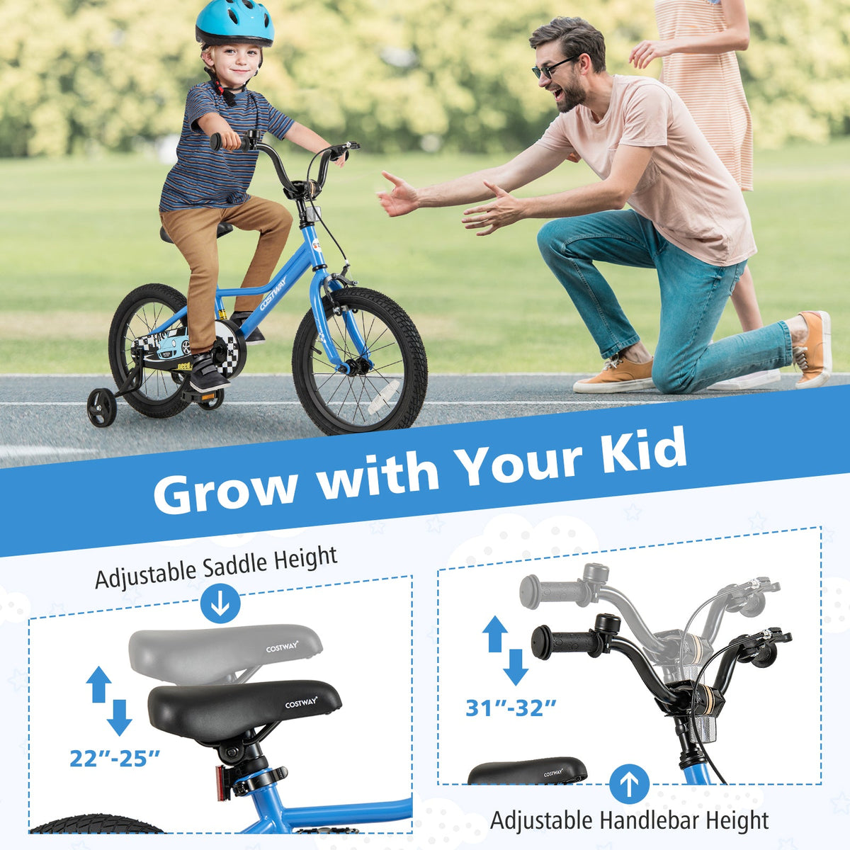 16 Inch Kids Bike with Removable Training Wheels for Aged 4-7 Years Old