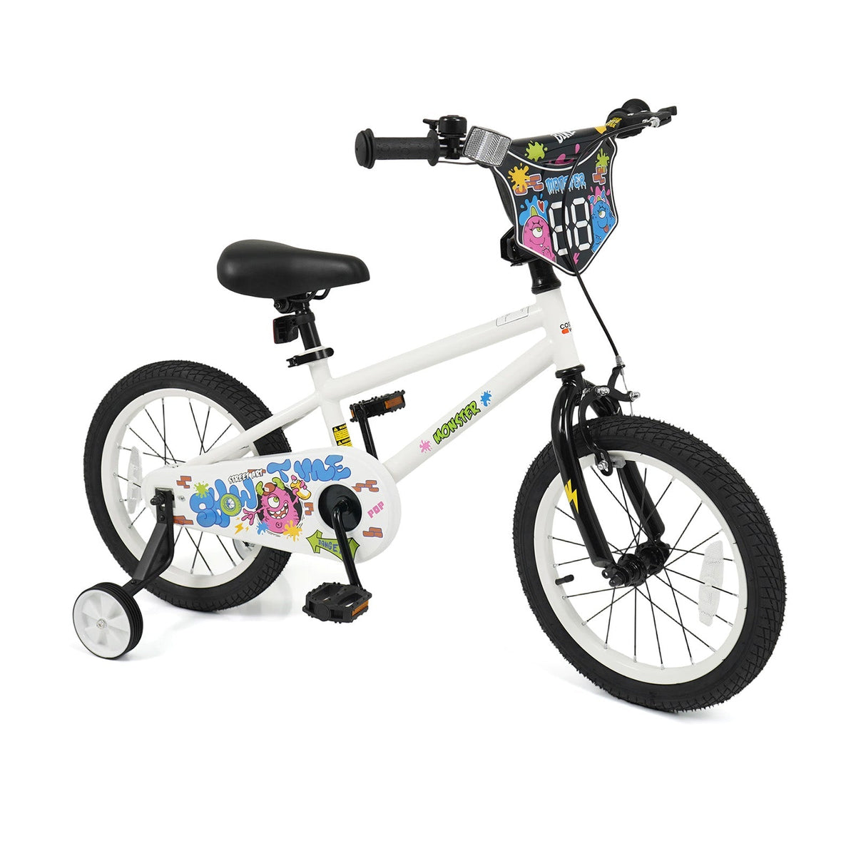 Kids Bike with Training Wheels 12-18 Inch White