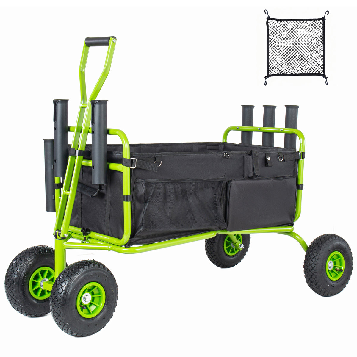 Collapsible Fishing Cart Beach Wagon with All-Terrain Wheels - Yellow or Green