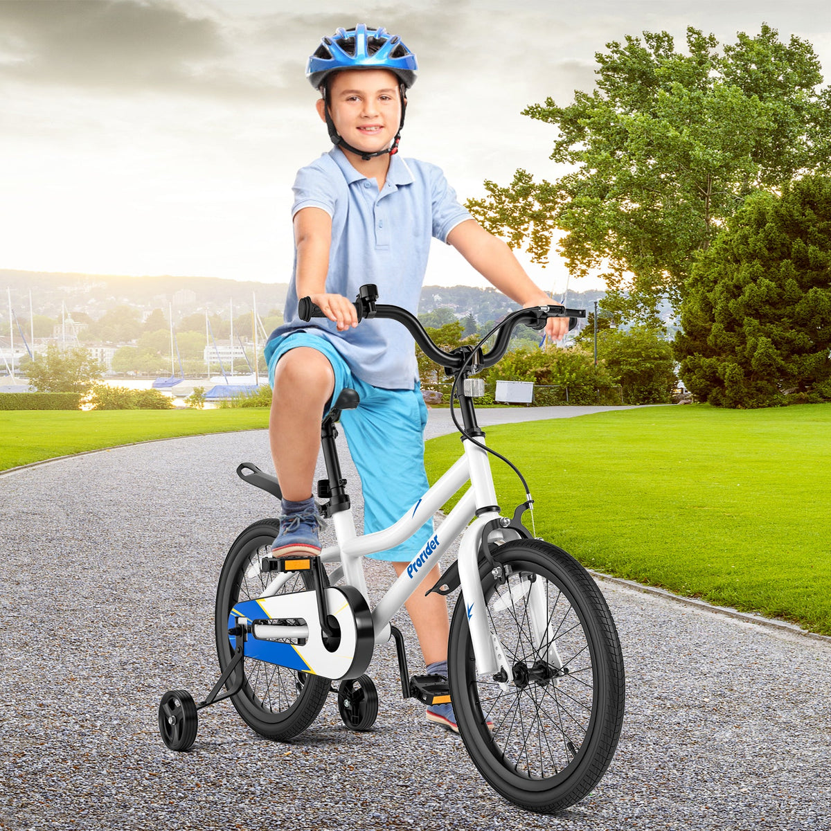 18 Feet Kids Bike with Removable Training Wheels-White