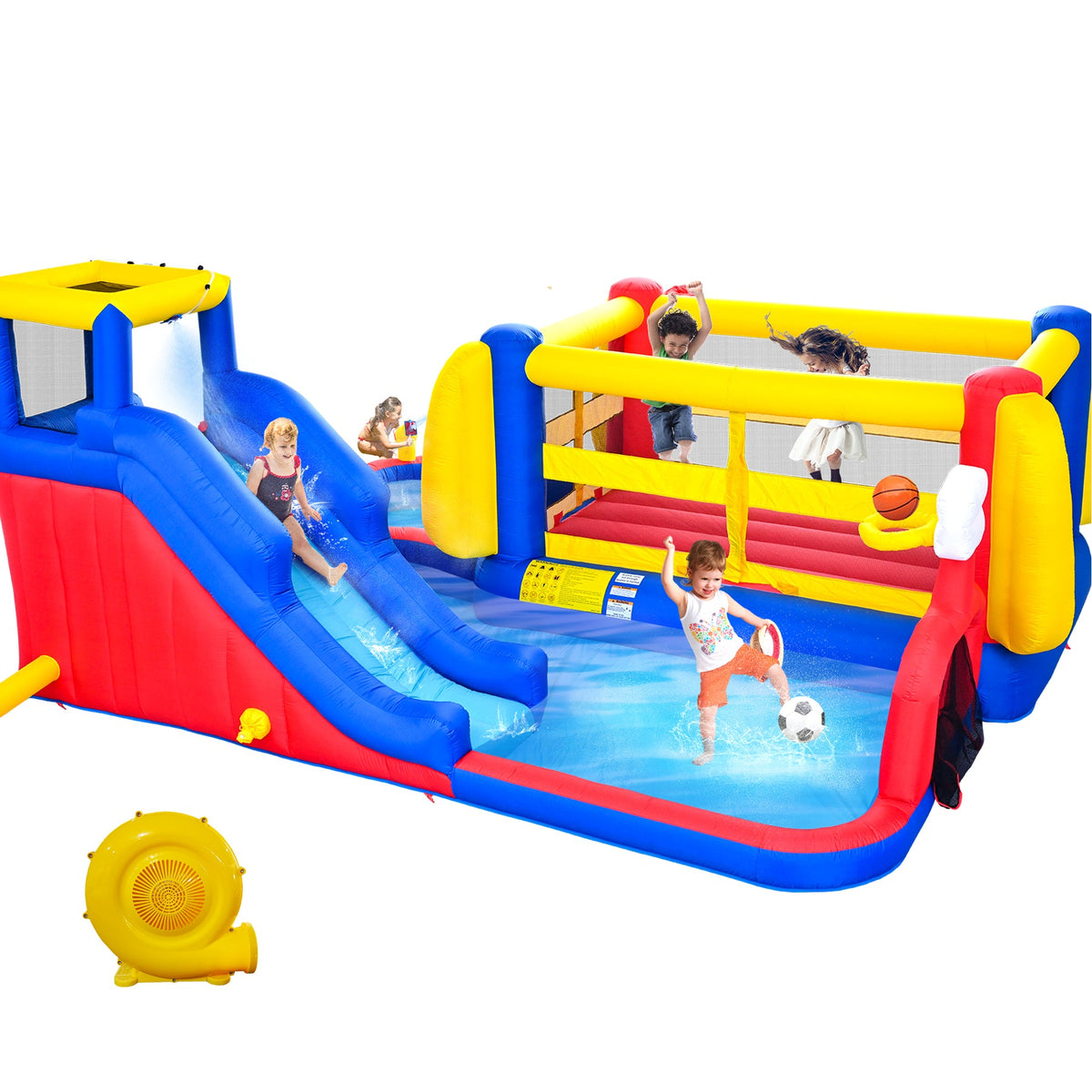 7 in 1 Inflatable Slide Water Park with Multi-Activity Play - Multicolor