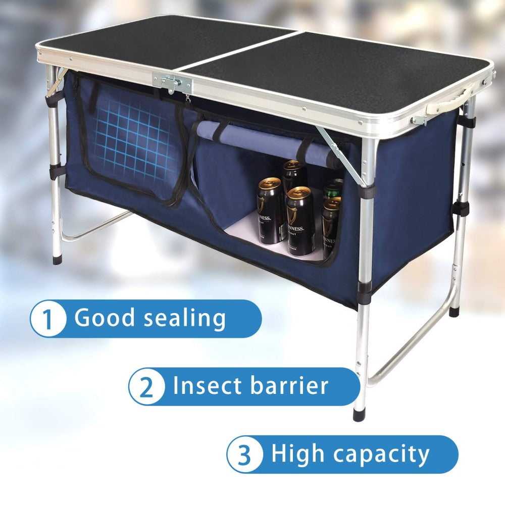 Folding Camping Table with Storage Compartment - Aluminum