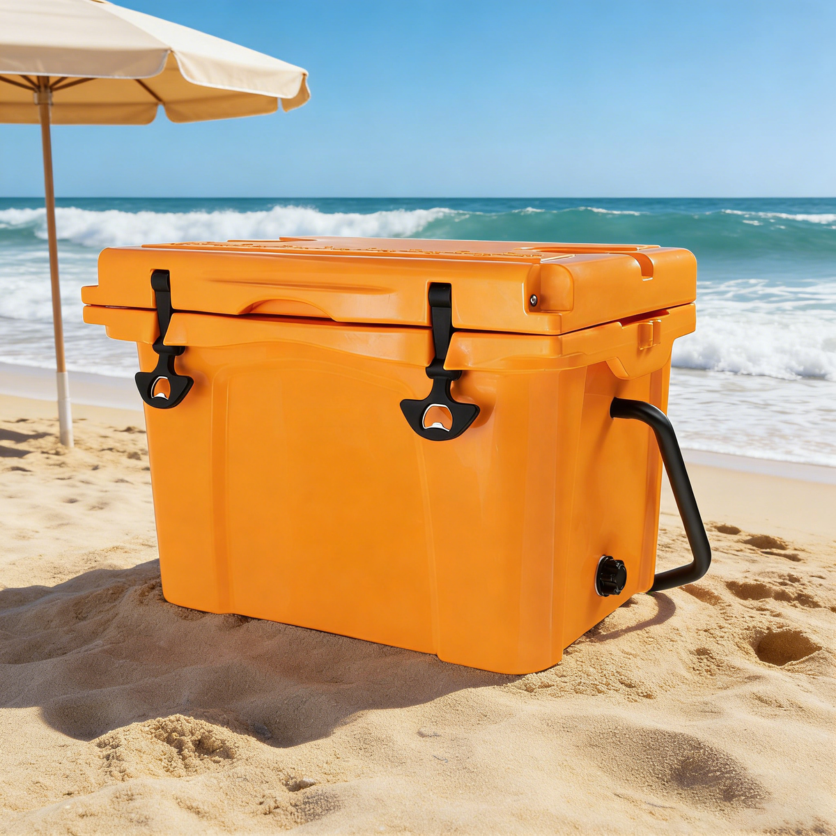 25QT Portable Cooler with Extended Ice Retention and Bottle Opener - Orange, Grey, or Blue