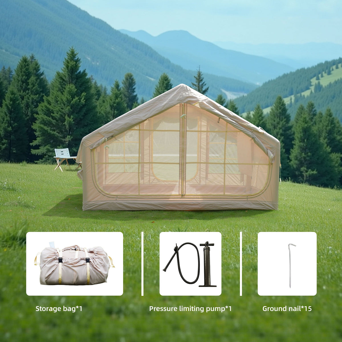 Inflatable Camping Tent with Clear Skylight – Oxford Fabric, Waterproof