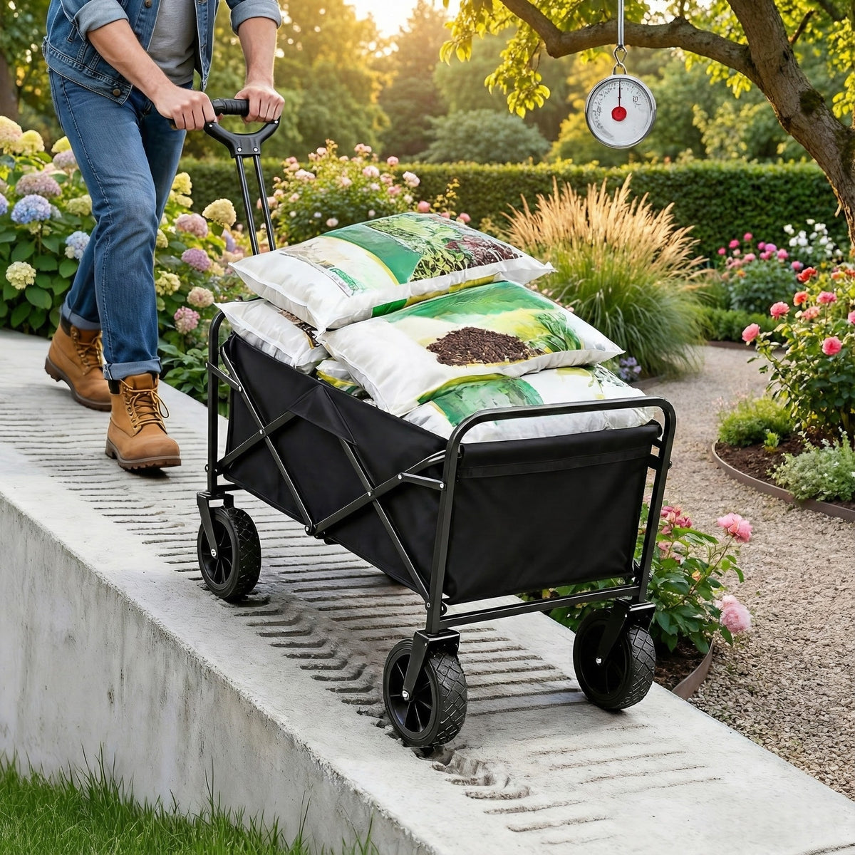 680LBS Heavy Duty Folding Wagon Cart All Terrain Garden Beach Utility Cart