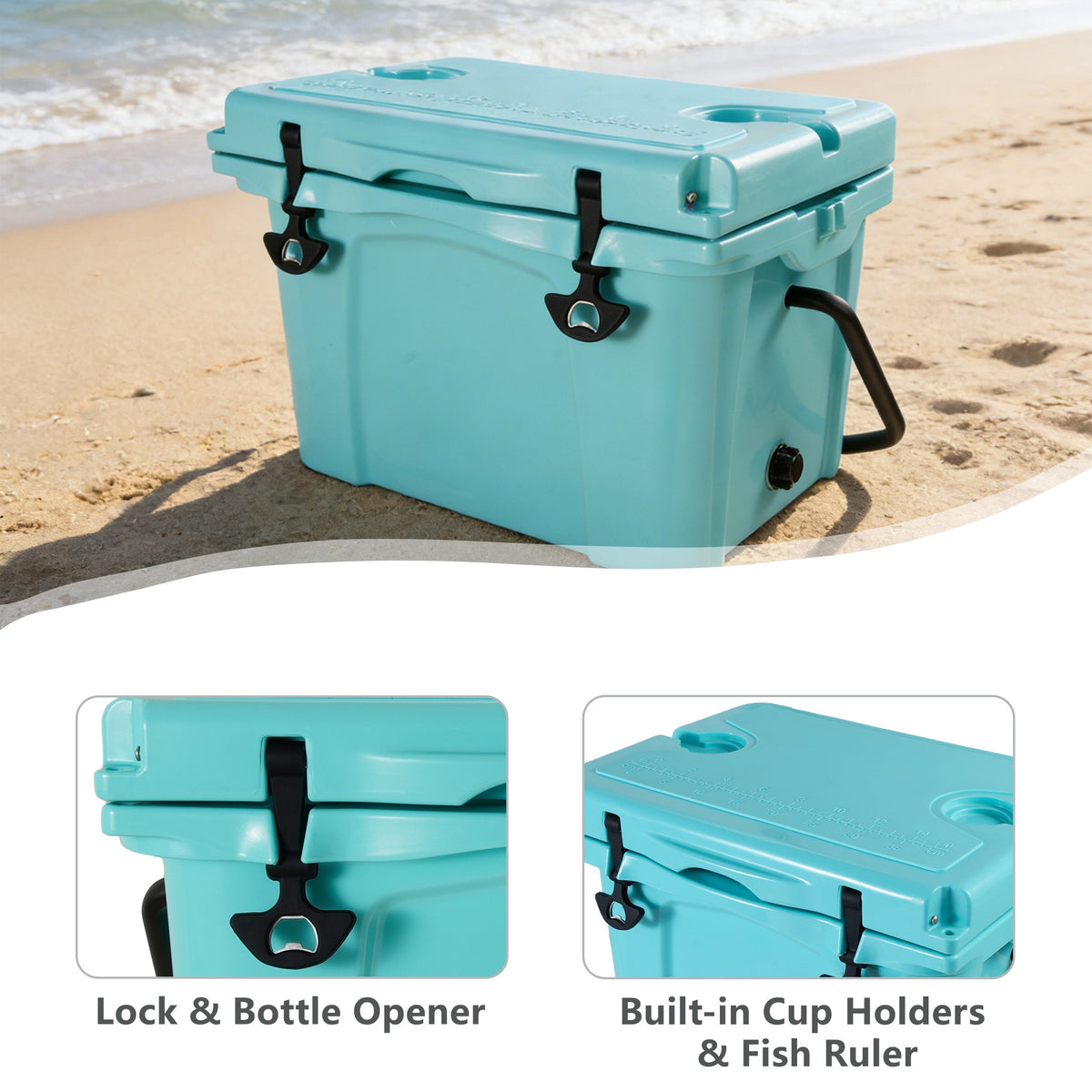 25QT Portable Insulated Cooler with Commercial-Grade Foam - Turquoise
