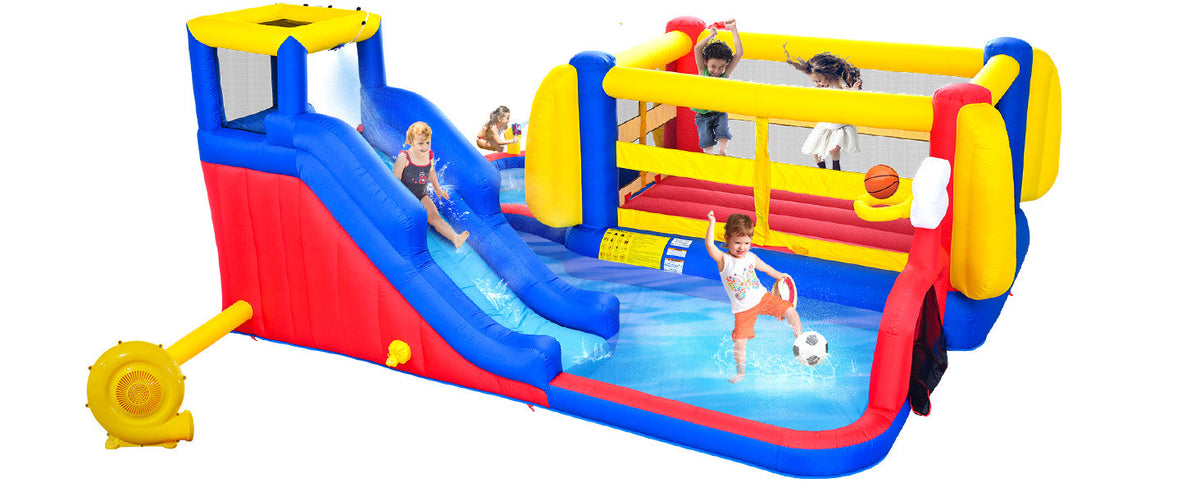 7 in 1 Inflatable Slide Water Park with Multi-Activity Play - Multicolor