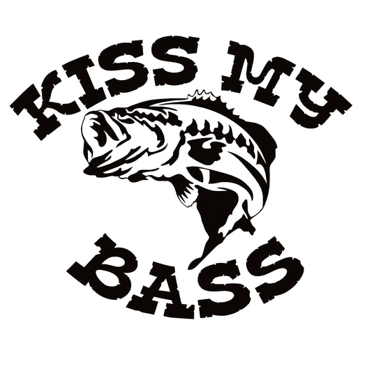Kiss My Bass Large Mouth Bass Decal – Large Mouth Bass Kiss My Bass Fishing Decal – 7045
