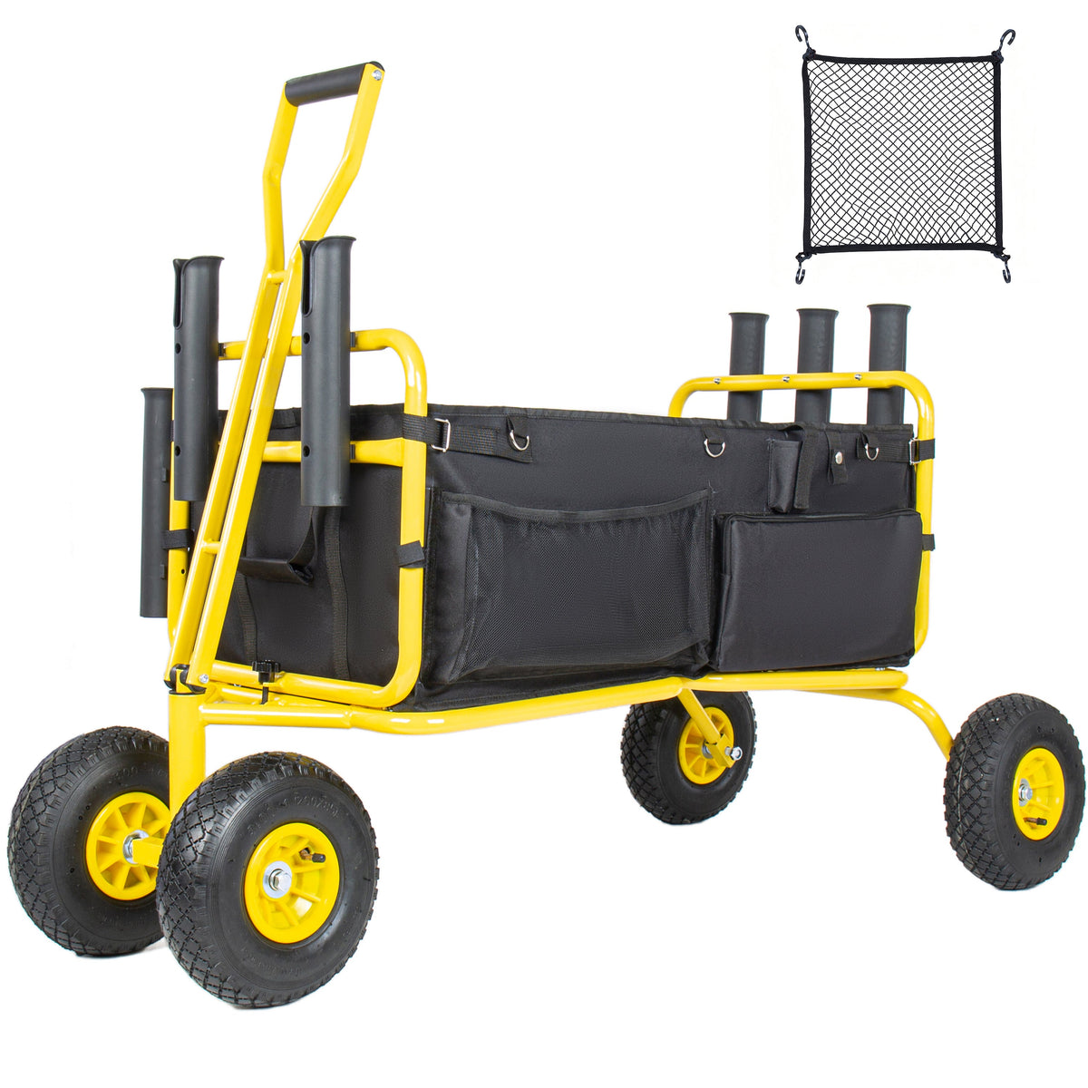 Collapsible Fishing Cart Beach Wagon with All-Terrain Wheels - Yellow or Green