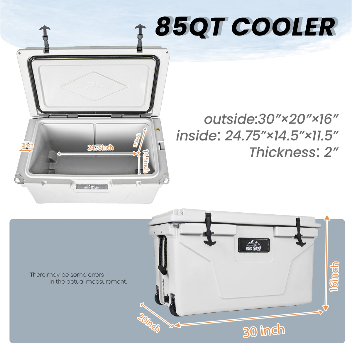 85 Quart Heavy-Duty Cooler with 6–10 Day Ice Retention – White