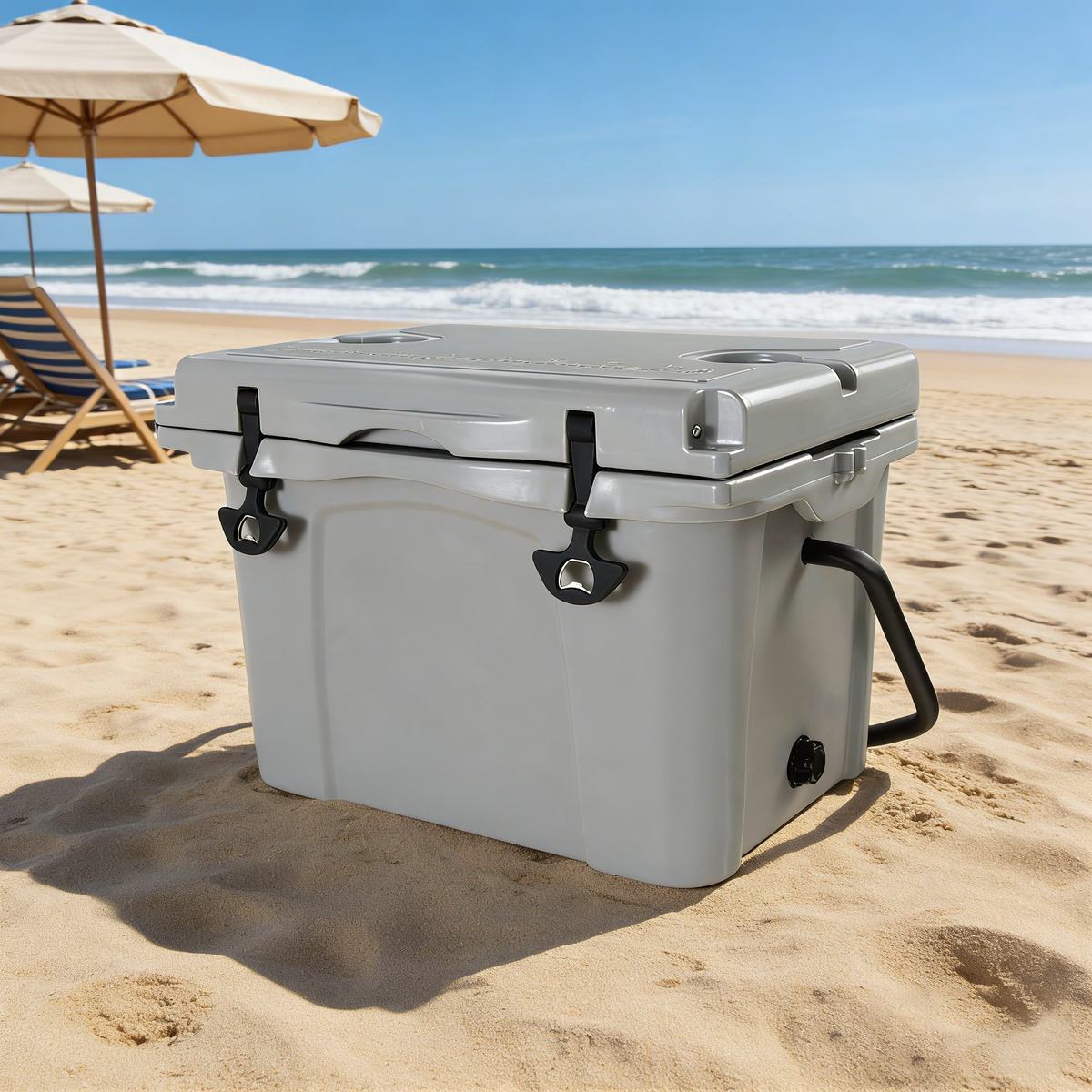 25QT Portable Cooler with Extended Ice Retention and Bottle Opener - Orange, Grey, or Blue