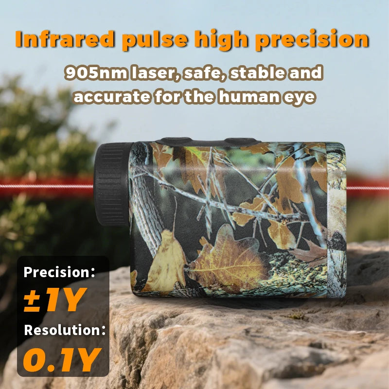 (USA Stock) Laser Hunting Rangefinder 1200 Yards 6X with Slope Flag Lock Vibration HuntingGolfing Range Finder Camouflage 750mAh