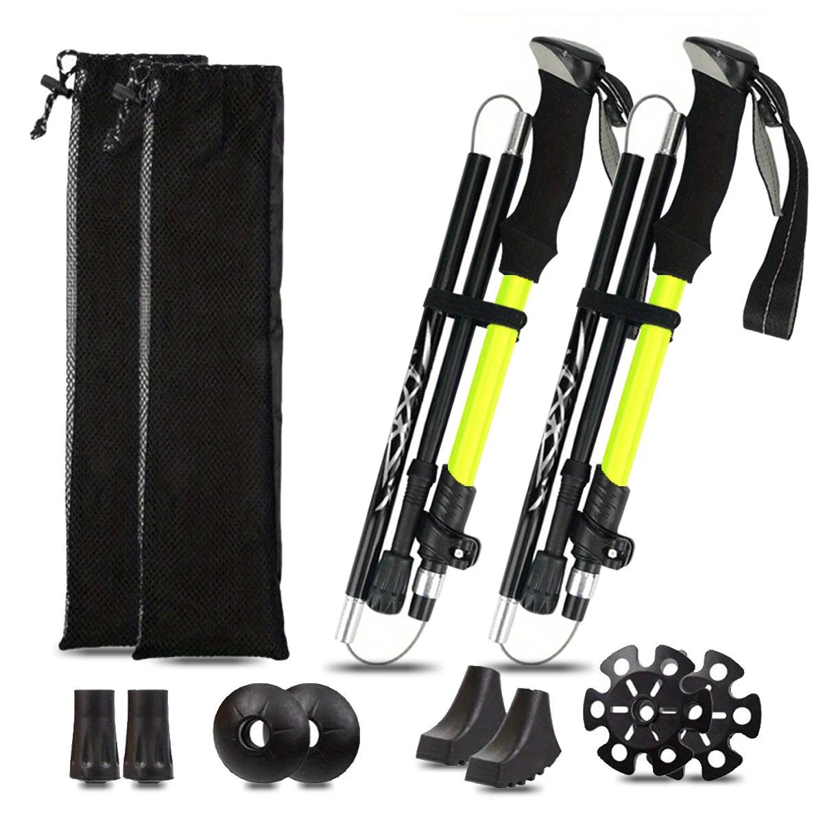 Ultralight Aluminum Alloy 5-Section Folding Trekking Pole—Ideal for Outdoor Hiking, Mountaineering, and Walking; Sturdy and Durable.