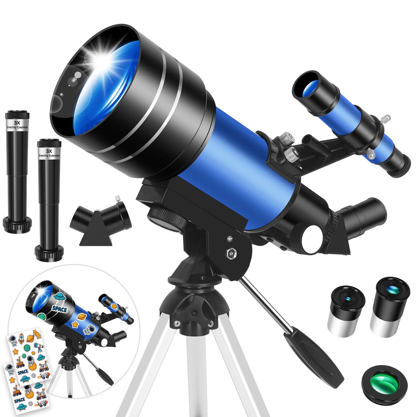 150X 70mm Astronomical Telescope for Adults Beginners Camping Nature Observation Education Gift with Stickers