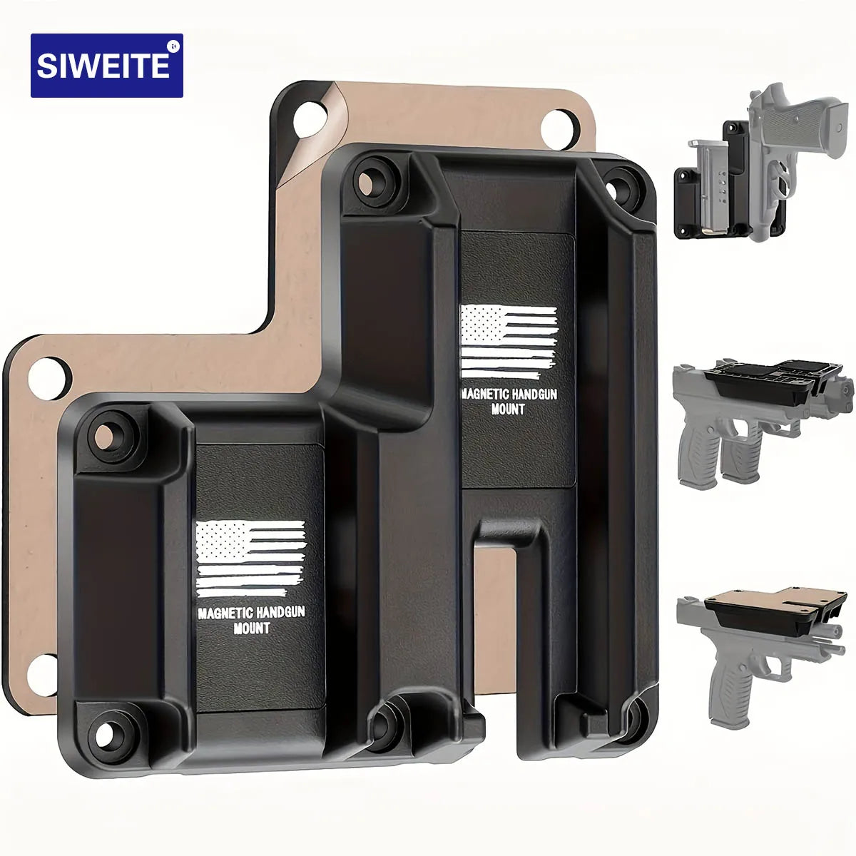 Compatible with High-Strength Magnetic Gun Mounts and Holsters: Enables Rapid Access to S While Ensuring Secure Storage; Suitable for Use in Home, Office, and Vehicle Environments. Ideal for Use with Magnetic Pistol Mounts an