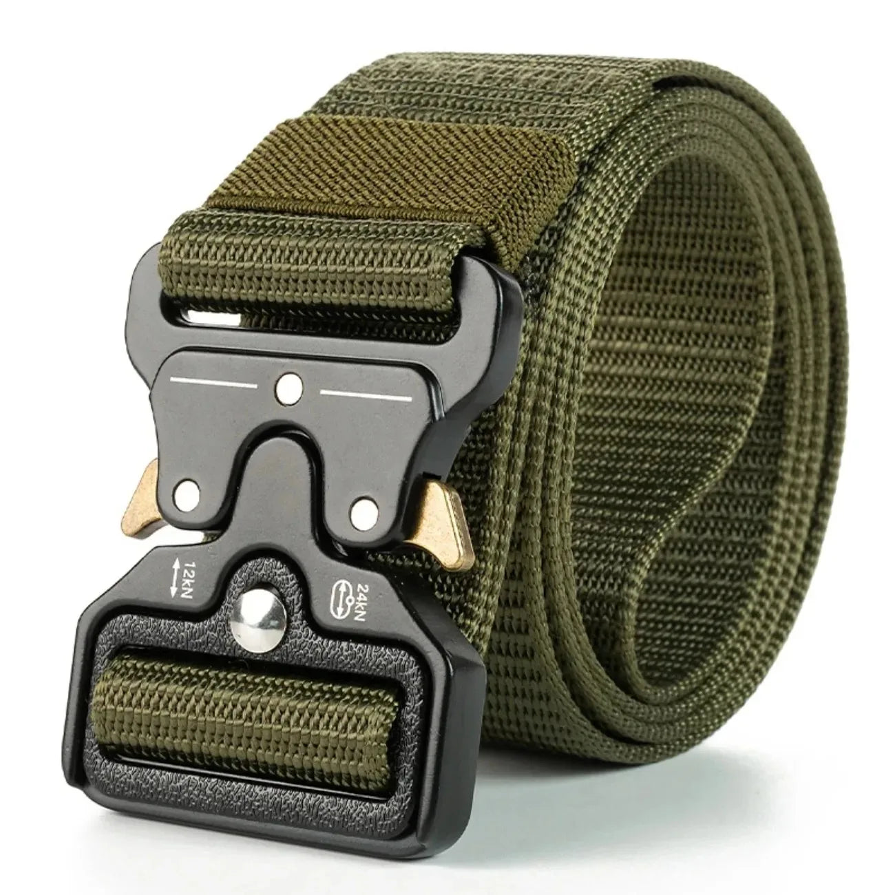 Unisex Tactical Belt, Adjustable Plastic Safety Buckle, Durable Stretchable Design for Hiking Camping and Casual Wear, Black, Sl