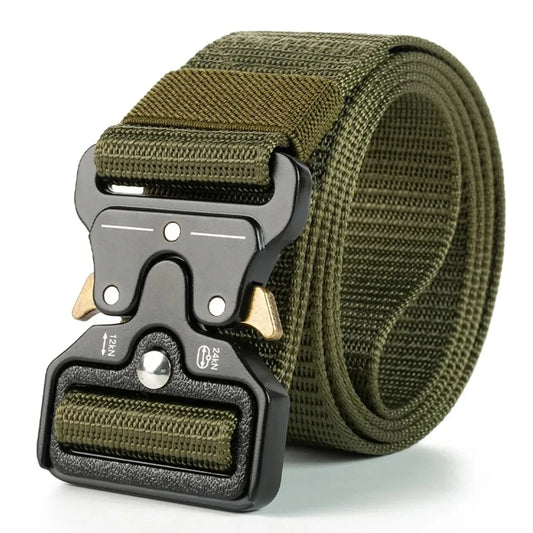 Unisex Tactical Belt, Adjustable Plastic Safety Buckle, Durable Stretchable Design for Hiking Camping and Casual Wear, Black, Sl