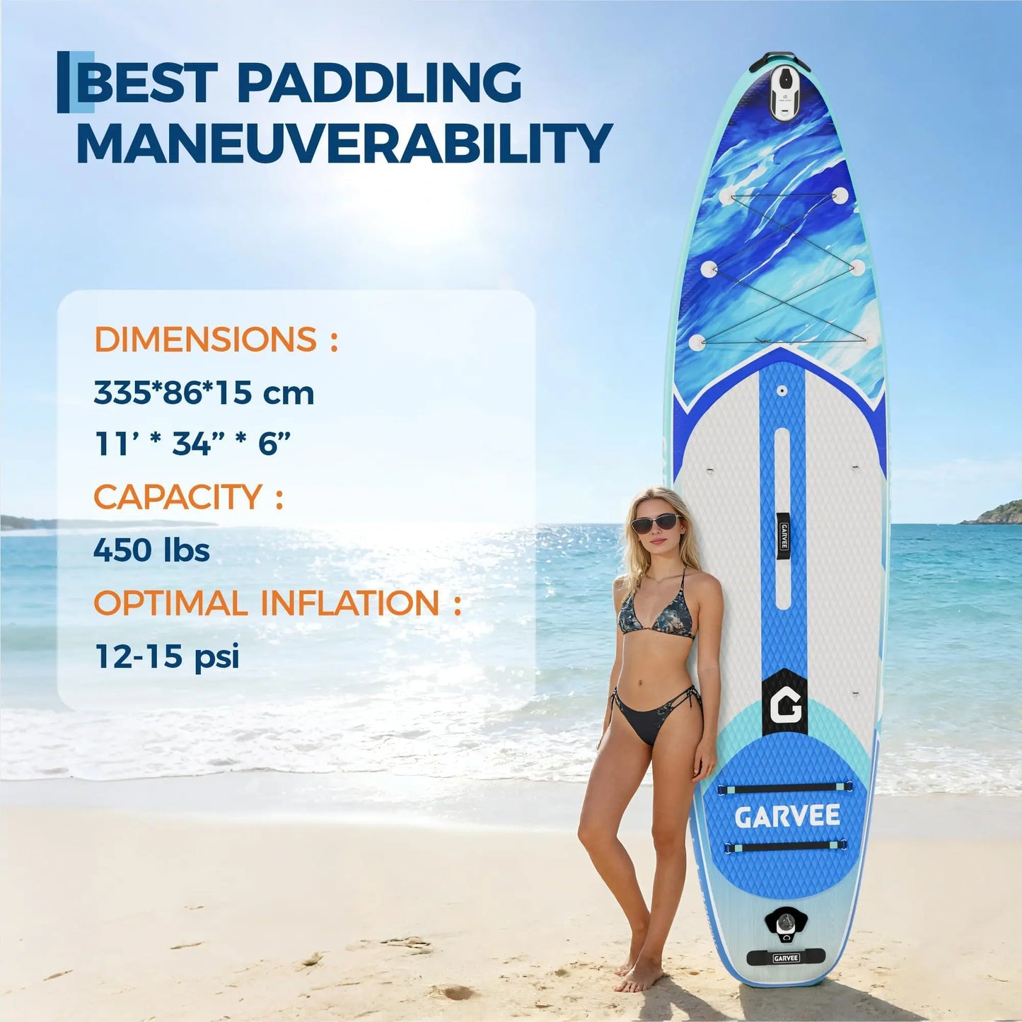 New Inflatable Paddle Board,10.6/11FT Inflatable Stand Up Paddle Board with Premium SUP Paddleboard Accessories, Wide Stable Design, Non-Slip Comfort Deck for All Skill Level