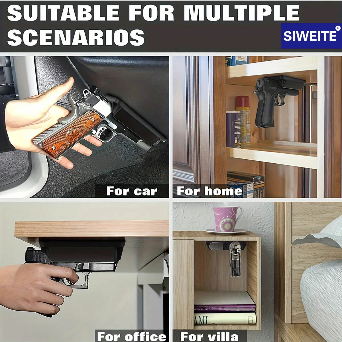 Compatible with High-Strength Magnetic Gun Mounts and Holsters: Enables Rapid Access to S While Ensuring Secure Storage; Suitable for Use in Home, Office, and Vehicle Environments. Ideal for Use with Magnetic Pistol Mounts an