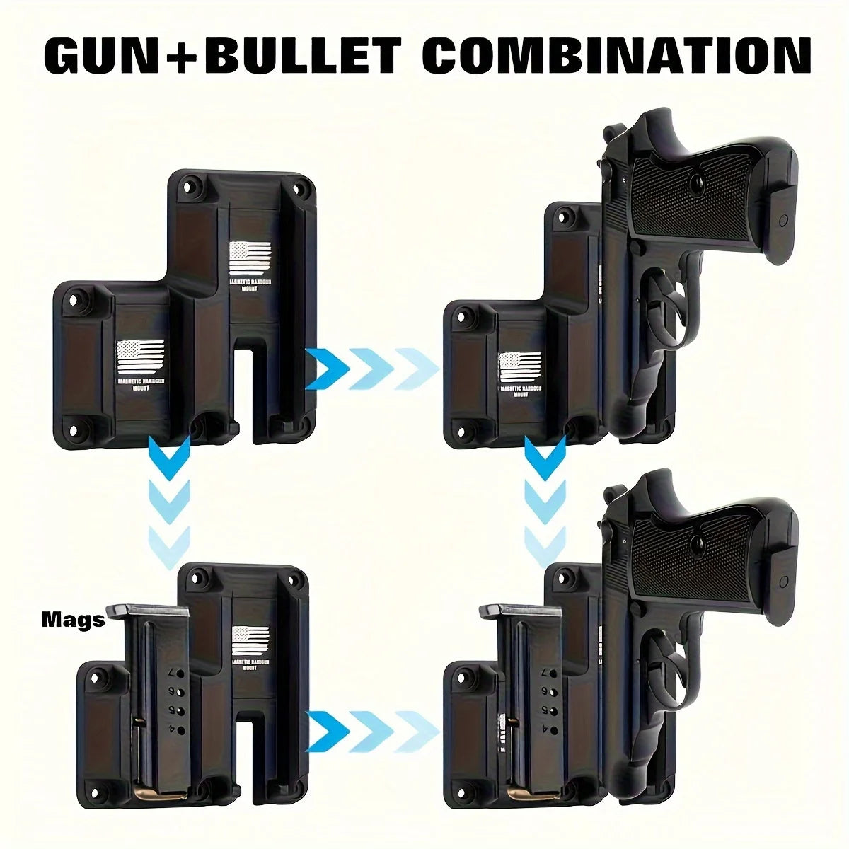 Compatible with High-Strength Magnetic Gun Mounts and Holsters: Enables Rapid Access to S While Ensuring Secure Storage; Suitable for Use in Home, Office, and Vehicle Environments. Ideal for Use with Magnetic Pistol Mounts an