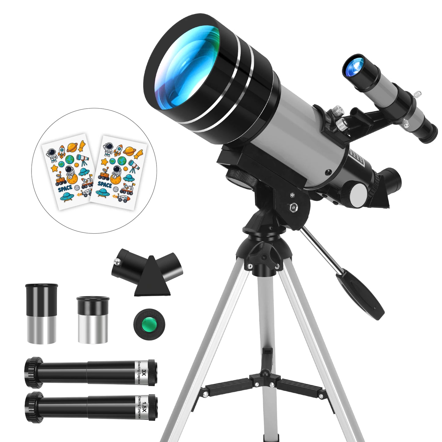 150X 70mm Astronomical Telescope for Adults Beginners Camping Nature Observation Education Gift with Stickers
