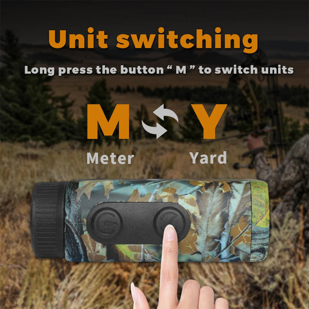 Camouflage 1200 Yards Hunting Rangefinder 6X Laser Range finder Type-c Rechargeable Multi Measurement Tool