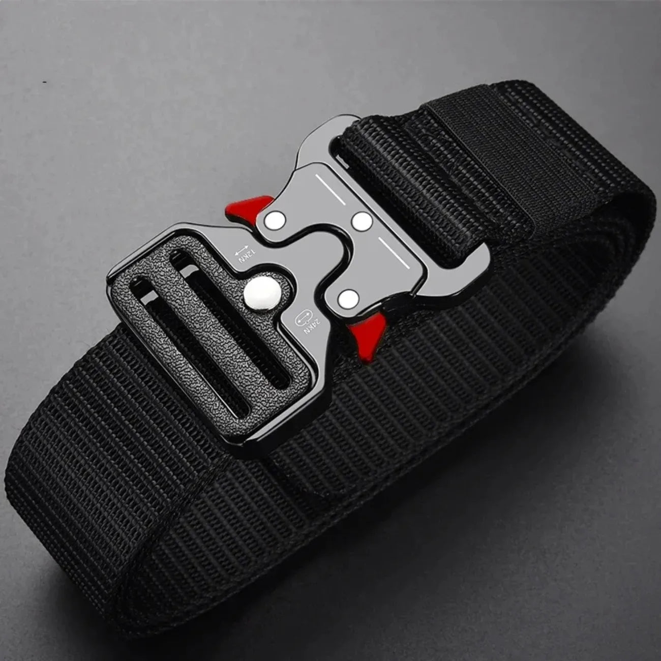 Unisex Tactical Belt, Adjustable Plastic Safety Buckle, Durable Stretchable Design for Hiking Camping and Casual Wear, Black, Sl