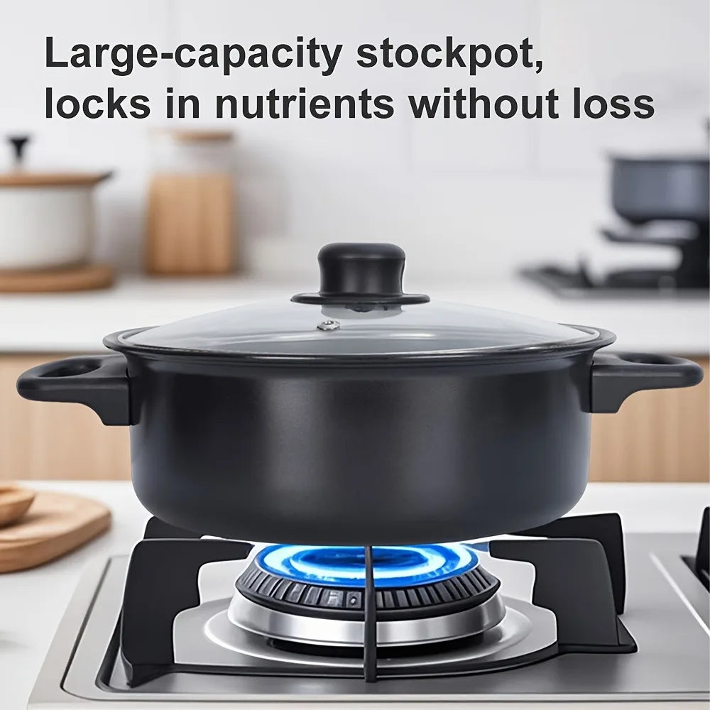 13PCS Nonstick Cookware Set Cast Iron Pots and Pans with Glass Lids Kitchen Cooking Set for Camping Travel