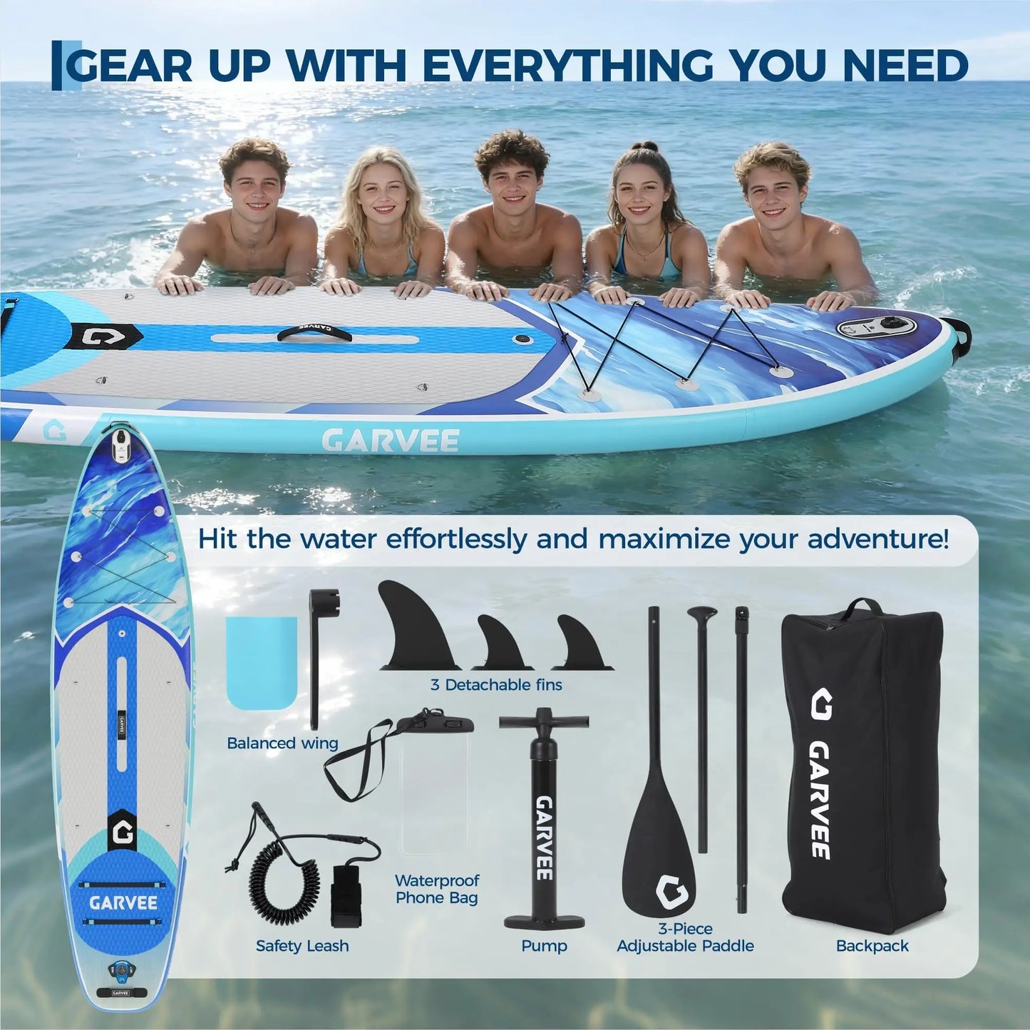 New Inflatable Paddle Board,10.6/11FT Inflatable Stand Up Paddle Board with Premium SUP Paddleboard Accessories, Wide Stable Design, Non-Slip Comfort Deck for All Skill Level