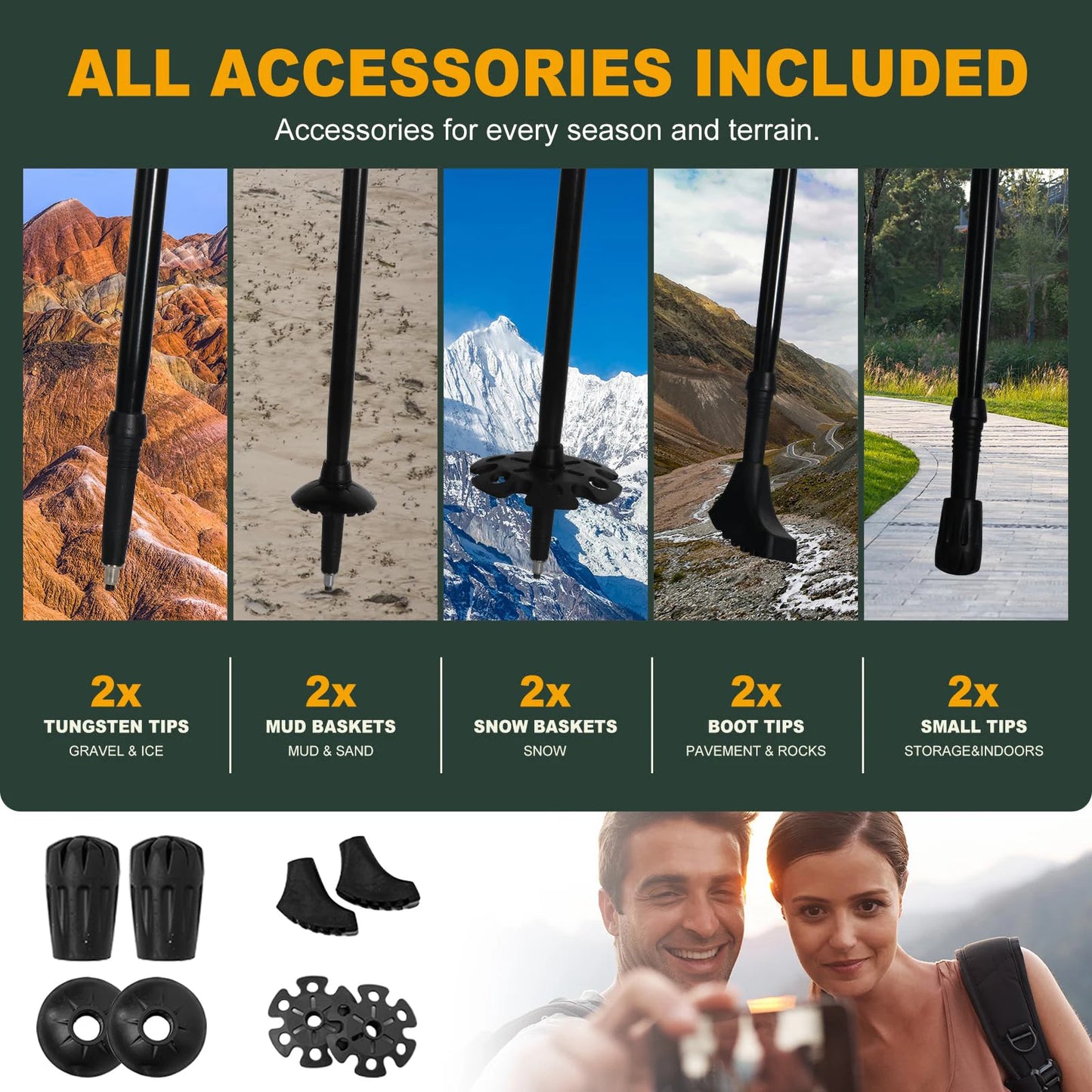 Ultralight Aluminum Alloy 5-Section Folding Trekking Pole—Ideal for Outdoor Hiking, Mountaineering, and Walking; Sturdy and Durable.