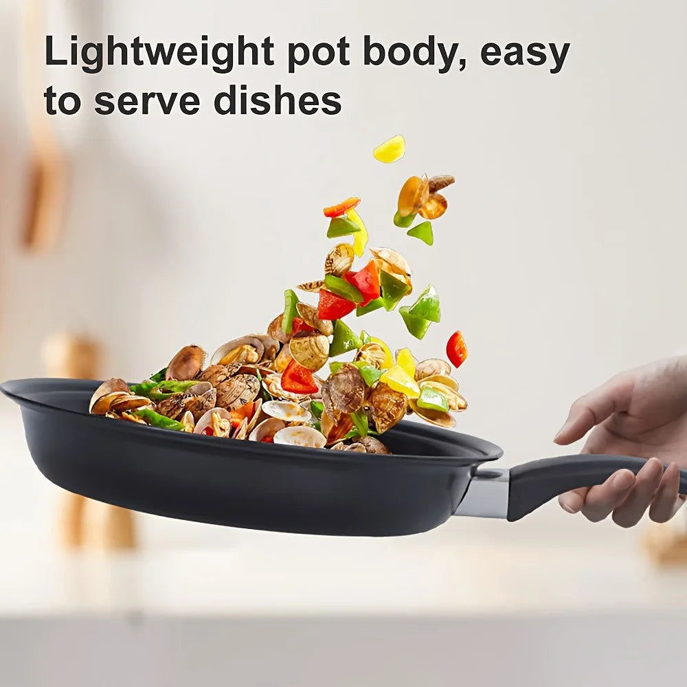 13PCS Nonstick Cookware Set Cast Iron Pots and Pans with Glass Lids Kitchen Cooking Set for Camping Travel