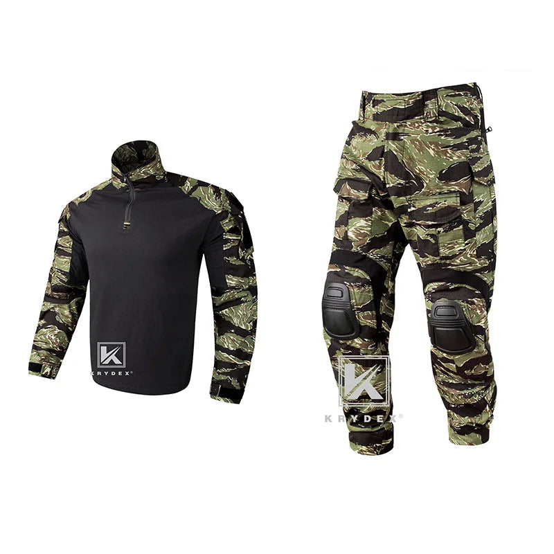 Tactical Camouflage Shirt & Pants Kit Combat Uniform Set For Outdoor Hunting Hiking Gear