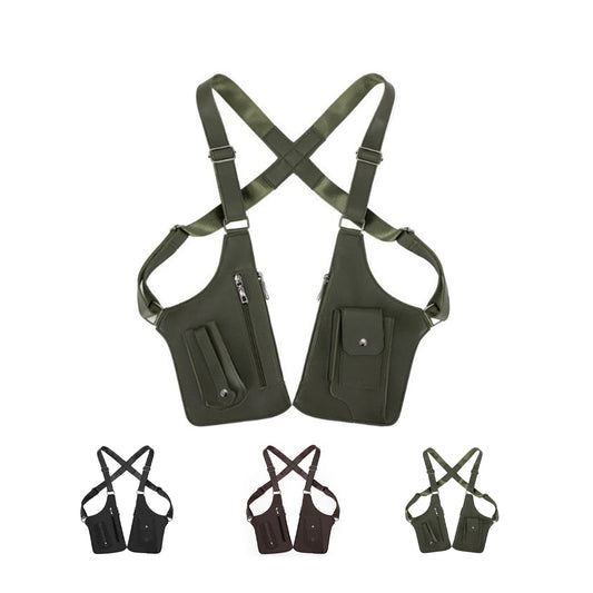 Double Shoulder Armpit Bag, Underarm Shoulder Bag, For Men Holster Bag Pu Leather Underarm Strap Wallet, Waterproof