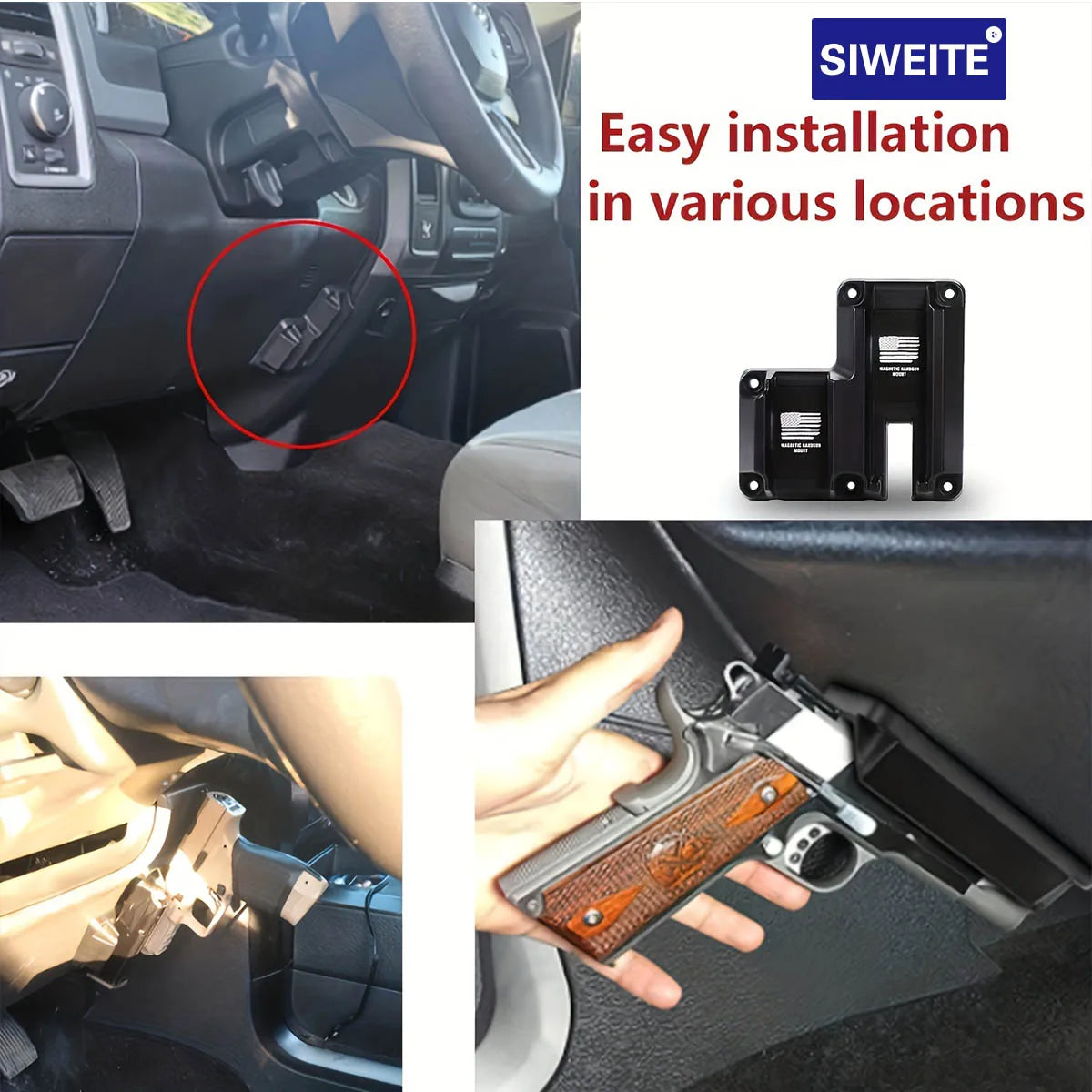 Compatible with High-Strength Magnetic Gun Mounts and Holsters: Enables Rapid Access to S While Ensuring Secure Storage; Suitable for Use in Home, Office, and Vehicle Environments. Ideal for Use with Magnetic Pistol Mounts an