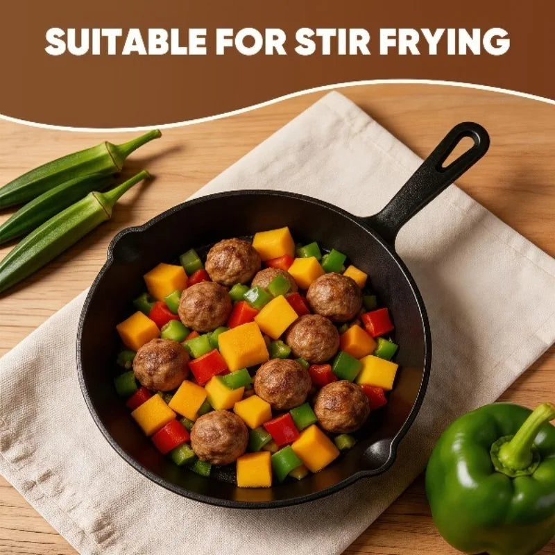 3PCS Cast Iron Skillet Set 6/8/10 Inch Pre-Seasoned Frying Pans Nonstick Oven Safe for Grill Camping Cooking