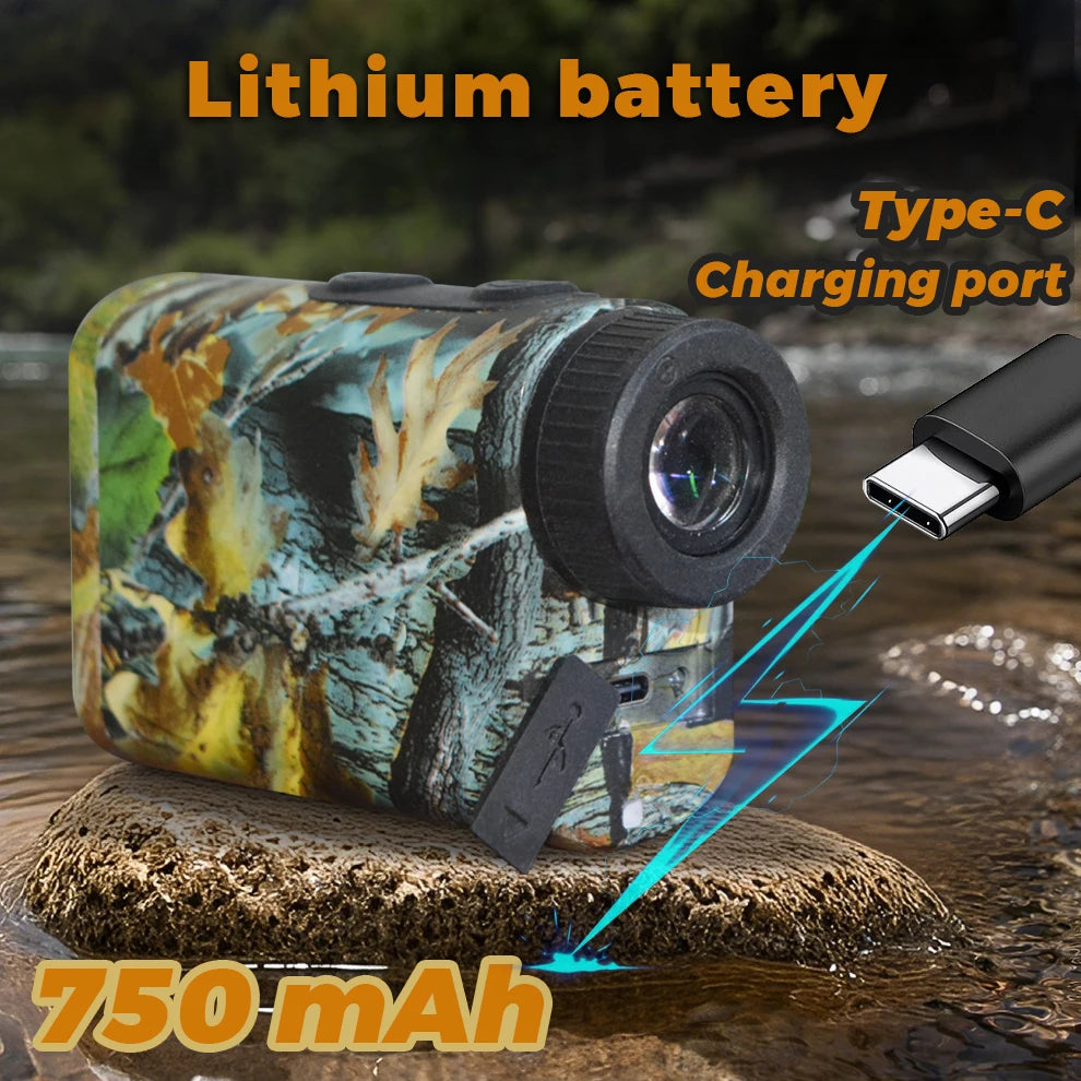 (USA Stock) Laser Hunting Rangefinder 1200 Yards 6X with Slope Flag Lock Vibration HuntingGolfing Range Finder Camouflage 750mAh