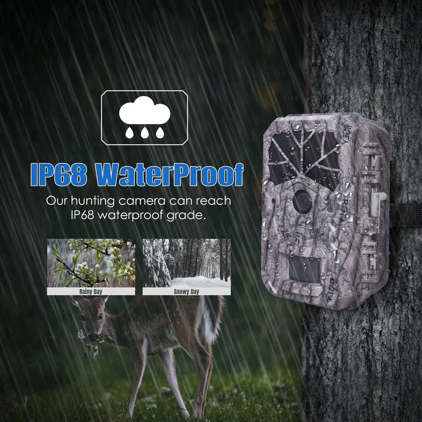 BolyGuard BG636-K Trail Game Camera 64MP 1080P Hunting Camera Wildlife Camera IP68 940nm No Glow Black IR Outdoor Night Vision