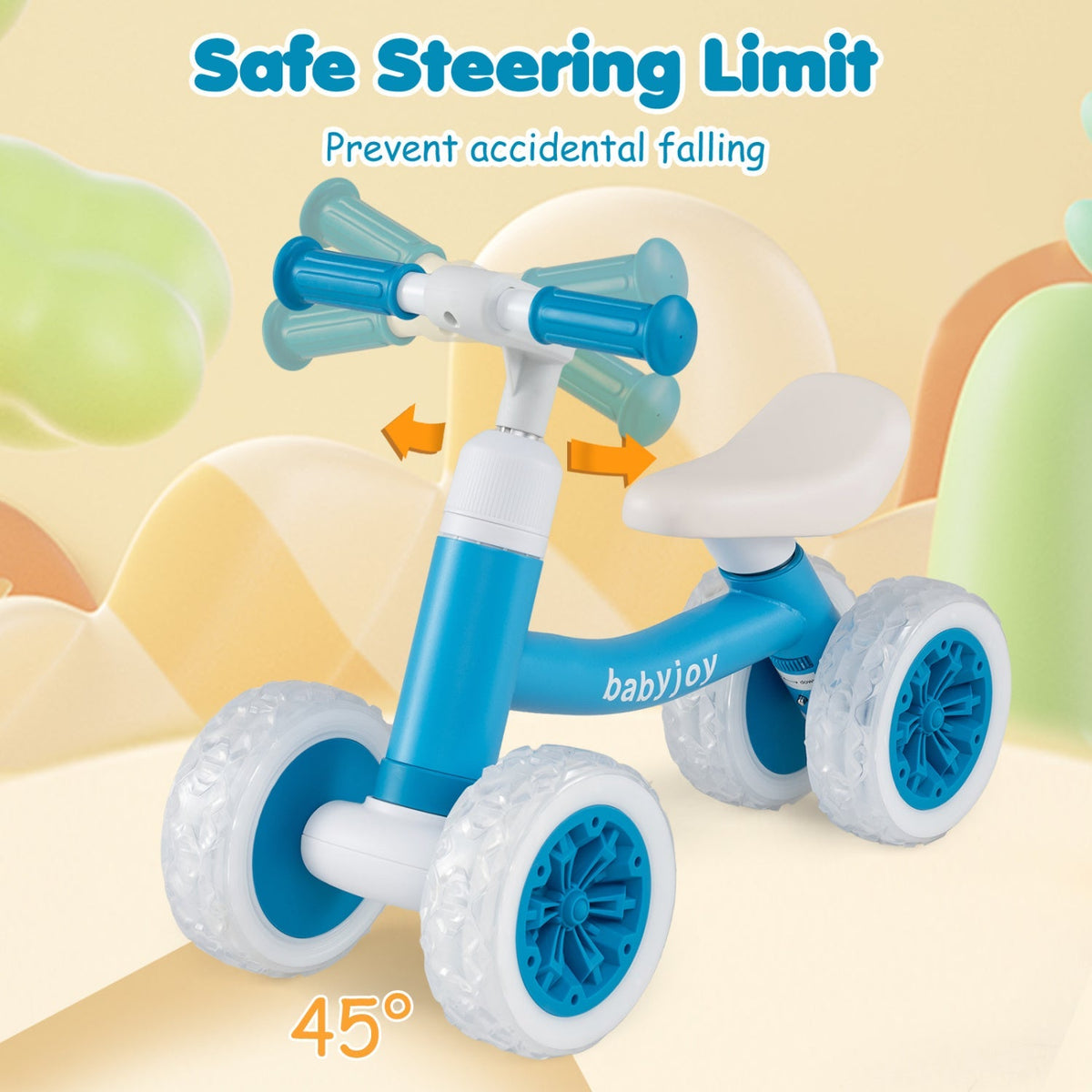 Baby Balance Bike with Adjustable Handlebar and Seat with Lighting Wheels